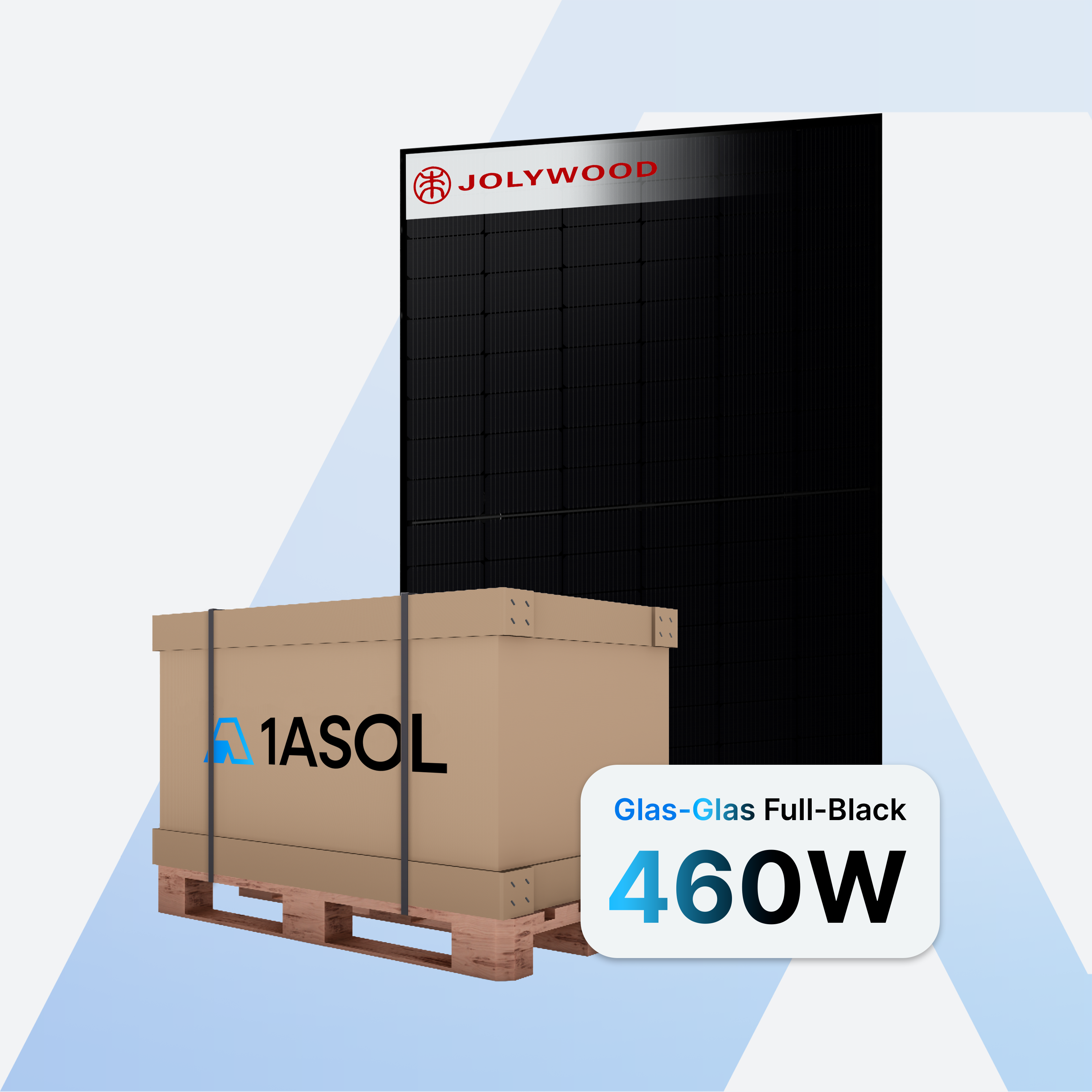 Jolywood 460W Bifazial Glas-Glas Full Black Modul JW-HD96N-R2 - Palettenpreis (37 Stk.)