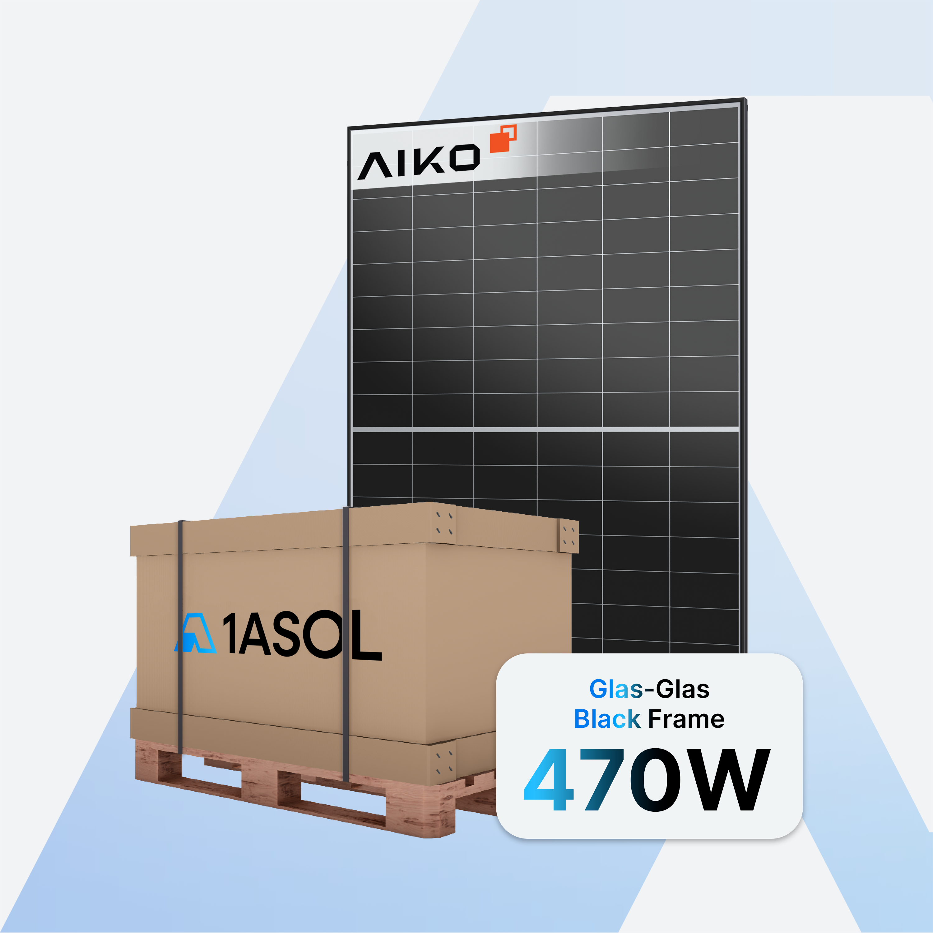 AIKO Neostar 2P+ AIKO-A-MAH54Dw Solarmodul 470 W, Glas-Glas Black Frame, Palette mit 37 Stück