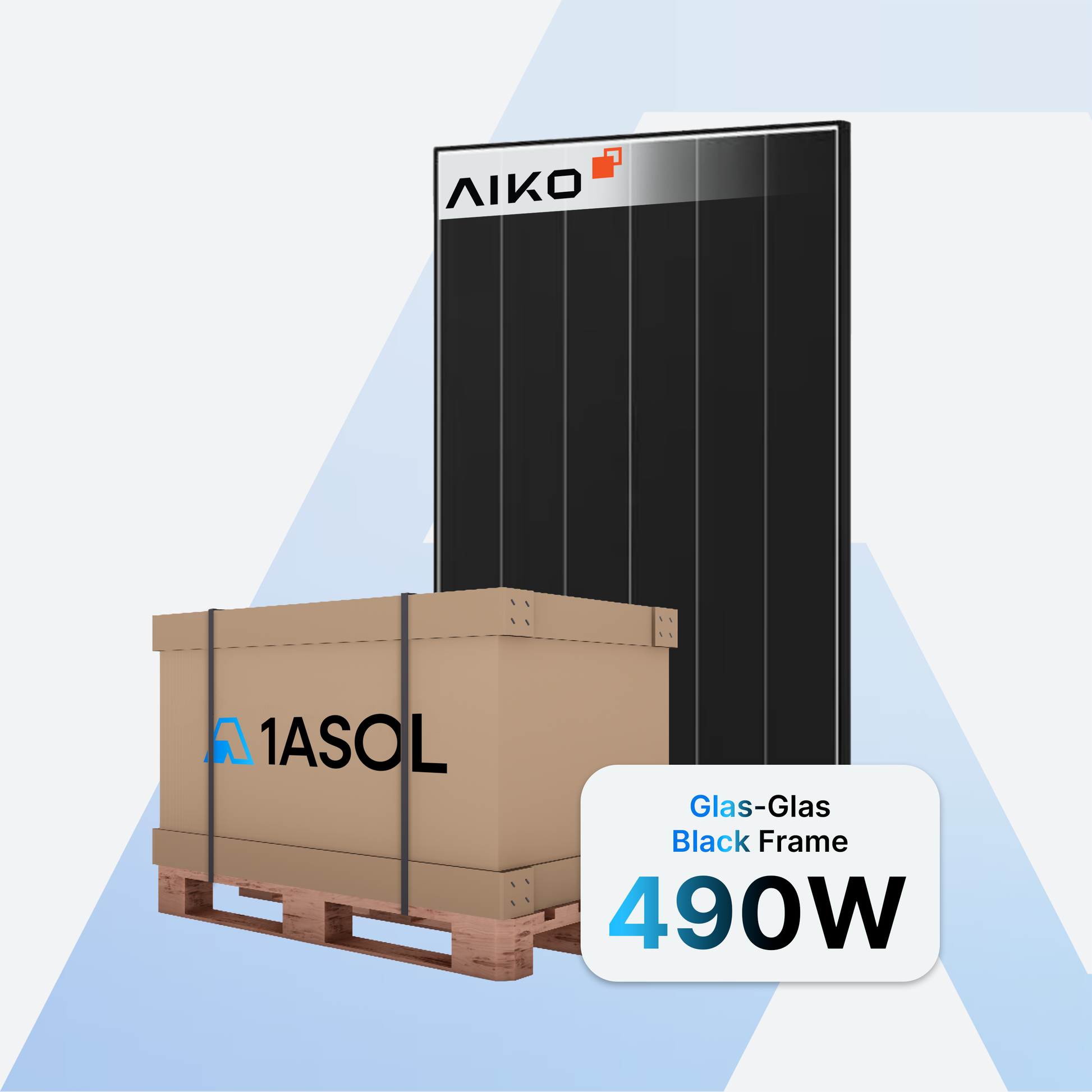 AIKO Neostar 3P+ AIKO-A490-MCE54Dw Solarmodul 490 W, Glas-Glas Black Frame, Palette mit 37 Stück