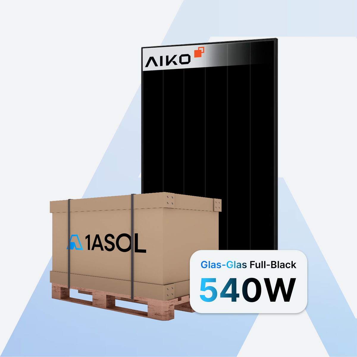 AIKO Neostar 3S+60 AIKO-A540-MCE60Db Solarmodul 540 W, Glas-Glas Full Black, Palette mit 37 Stück