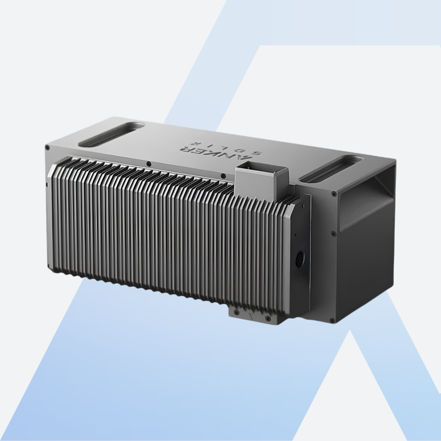 Anker SOLIX BP2700 Erweiterungsakku von hinten mit Kühlrippen und Anschluss
