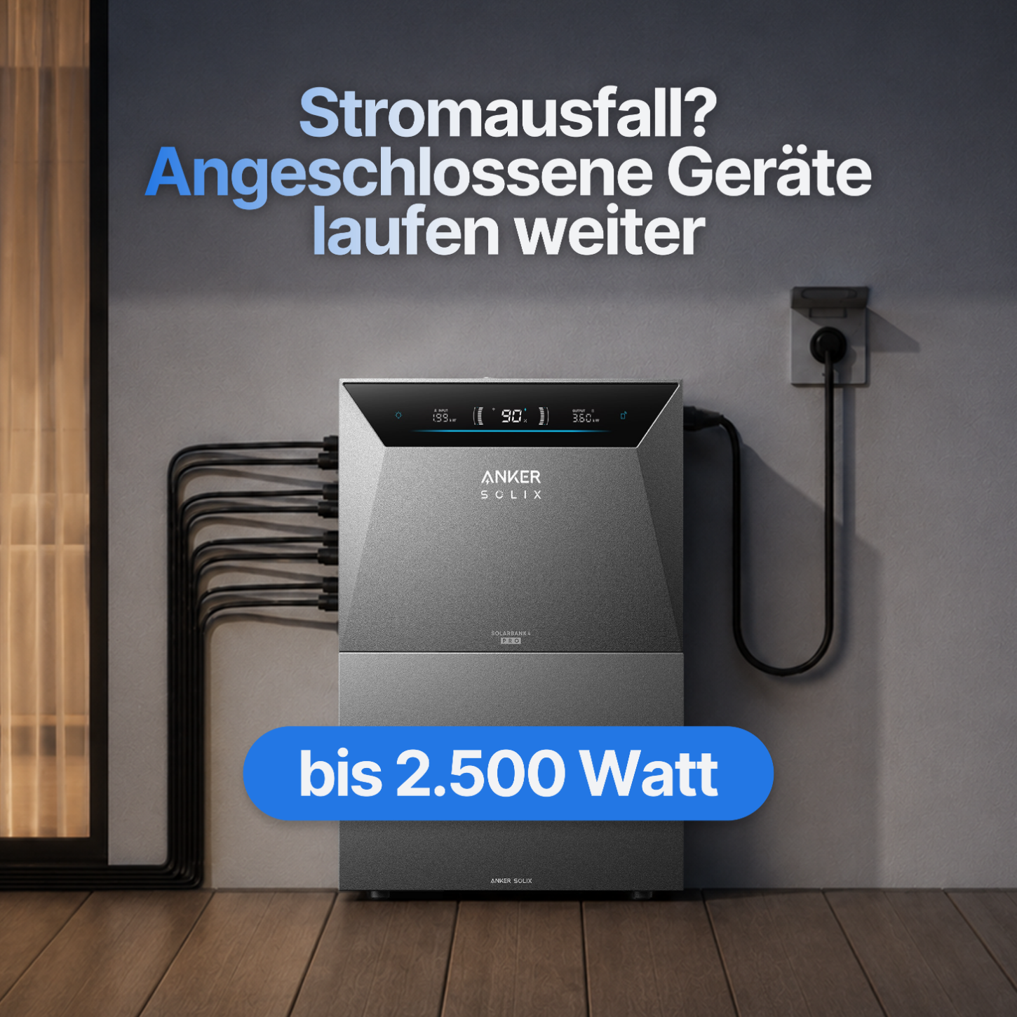 Anker SOLIX Solarbank 4 Pro E5000, Notstrom mit bis zu 2.500 Watt bei Stromausfall