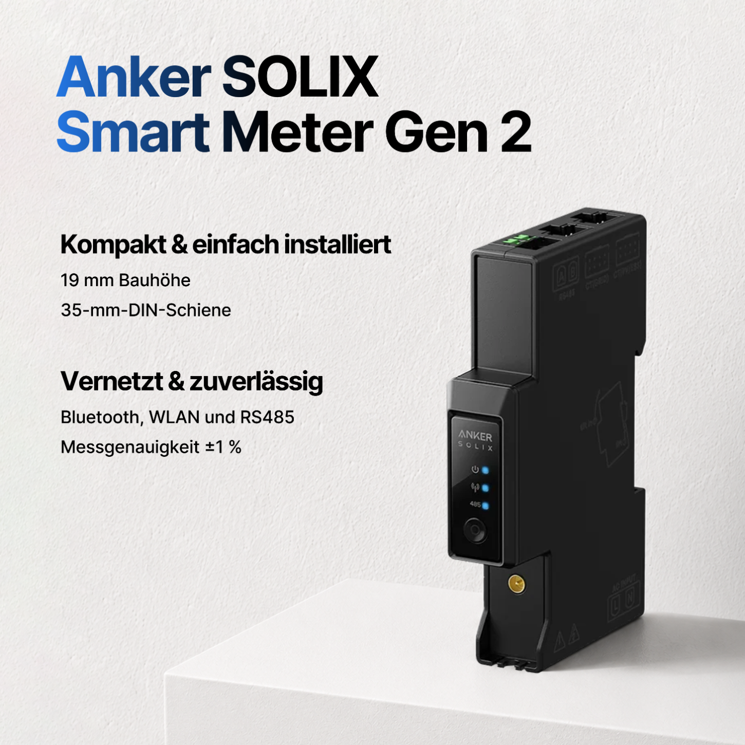 Anker SOLIX Solarbank Max AC + 1× BP7000 14 kWh – mitgeliefertes Smart Meter Gen 2 für die DIN-Schiene