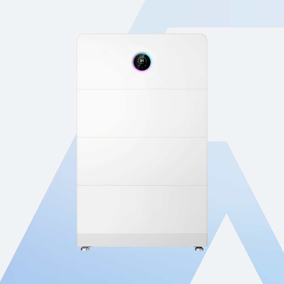 GoodWe ESA All-in-One Speichersystem 15 kW + 15 kWh, Vorderansicht mit Wechselrichter GW15K-ETA-G20 und drei Batteriemodulen GW5.1