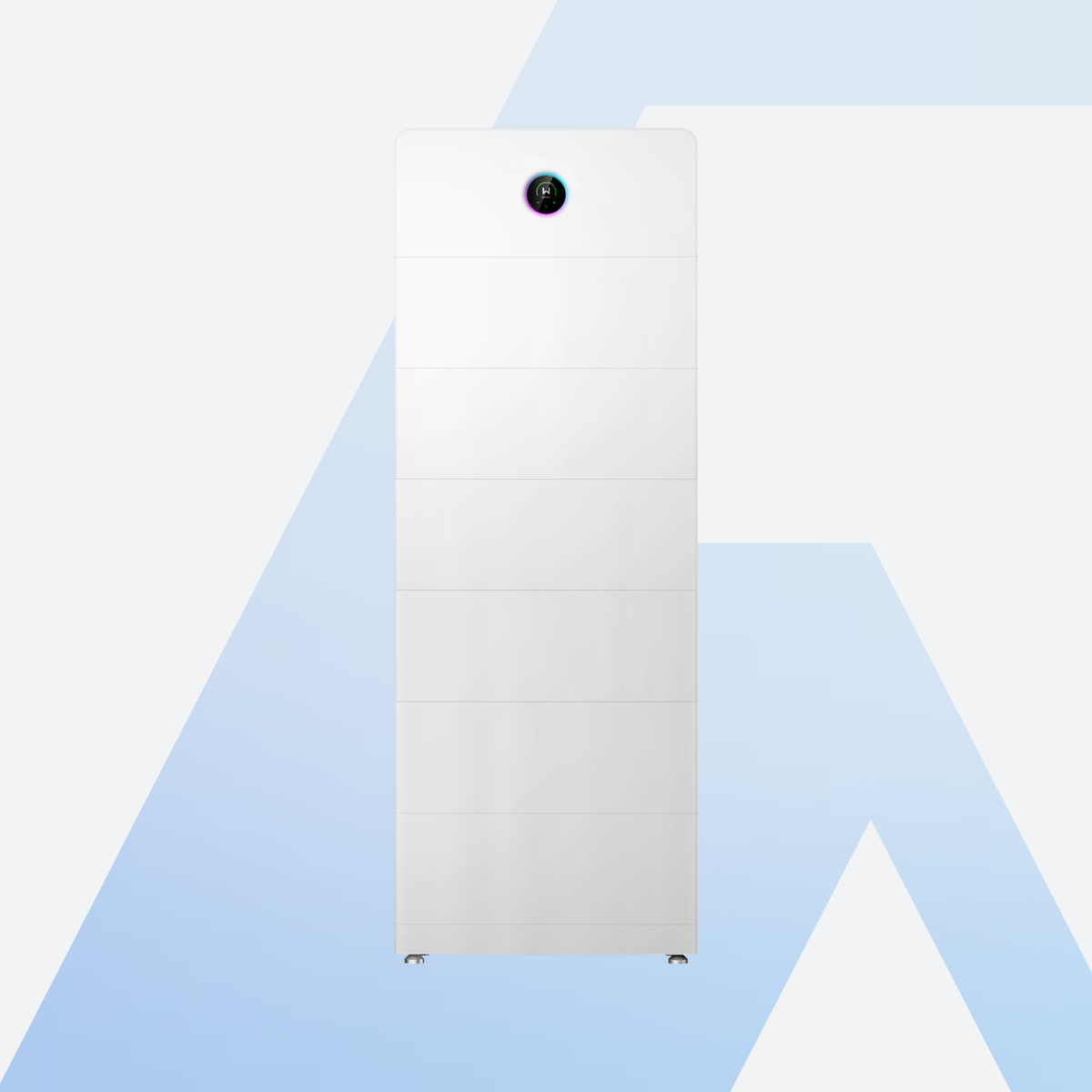 GoodWe ESA All-in-One Speichersystem 30 kW + 48 kWh, Vorderansicht mit Wechselrichter GW29.999K-ETA-G20 und sechs Batteriemodulen GW8.3