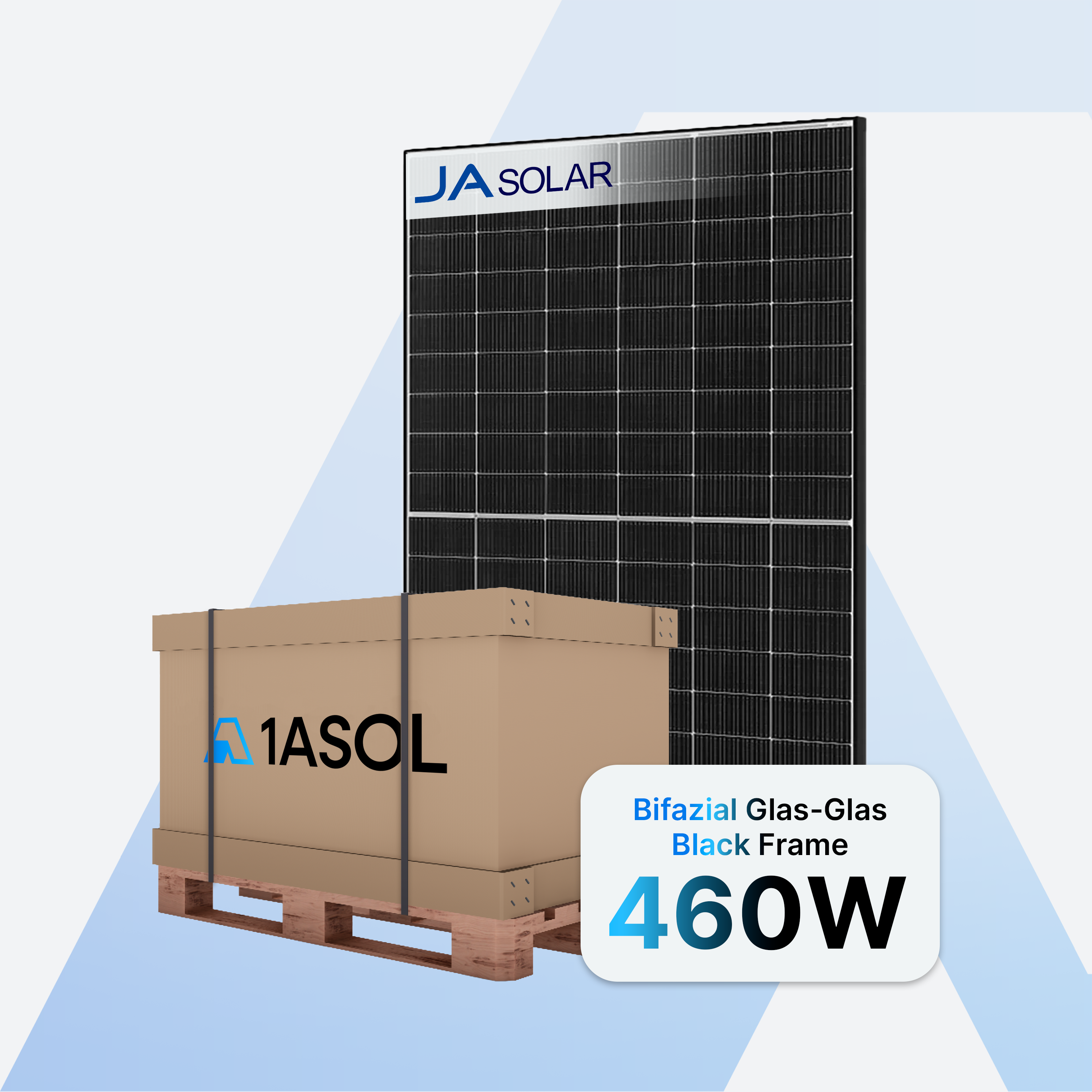 JA Solar JAM54D40 LB Solarmodul 460 W, Bifazial Glas-Glas Black Frame, Palette mit 36 Stück