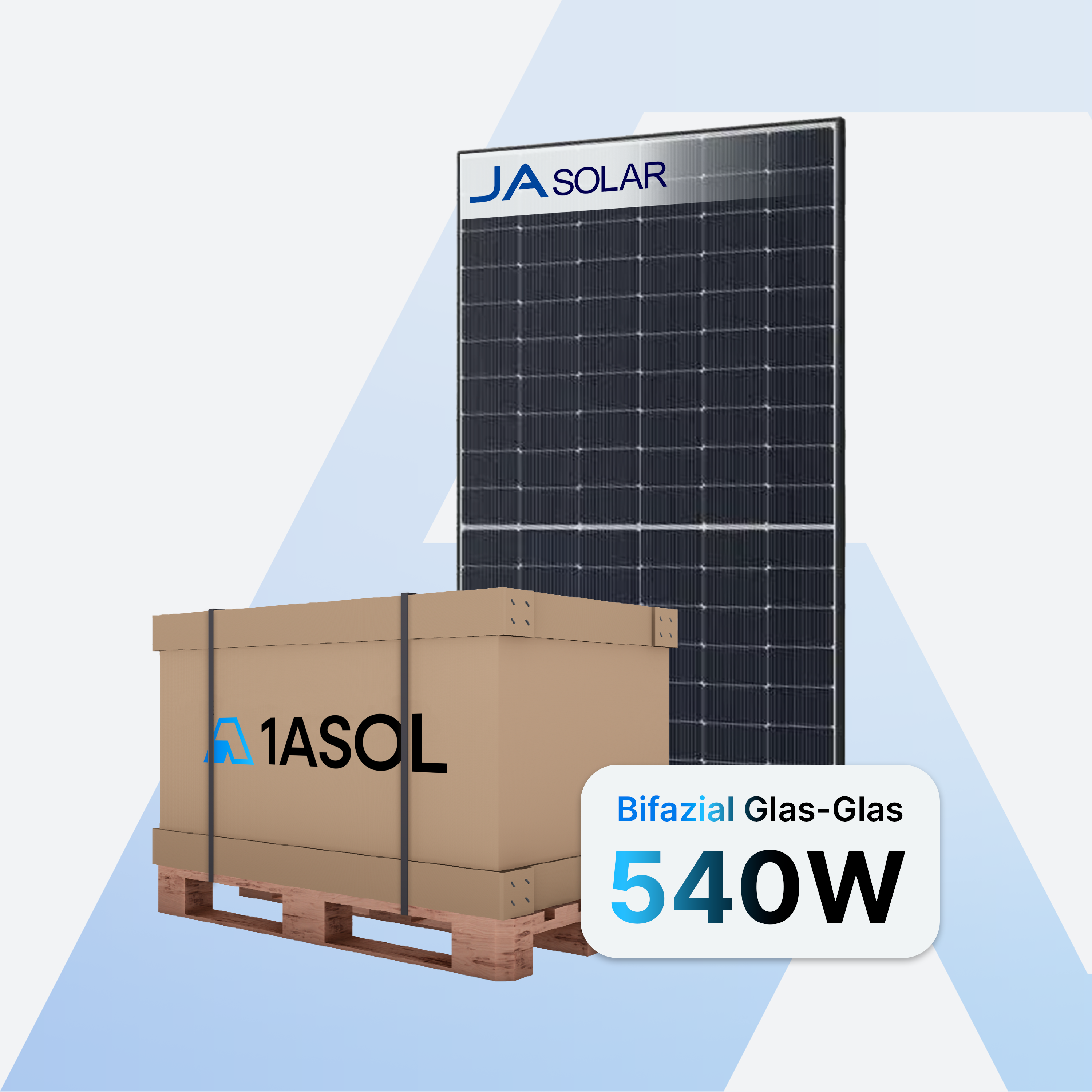 JA Solar JAM60D42 LB Solarmodul 540 W, Bifazial Glas-Glas Black Frame, Palette mit 36 Stück