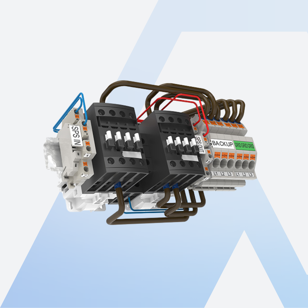 SMA Backup Lösung 63 A 3-polig als Hutschienen-Kit, Klemmen BACKUP und GRID mit L1, L2 und L3